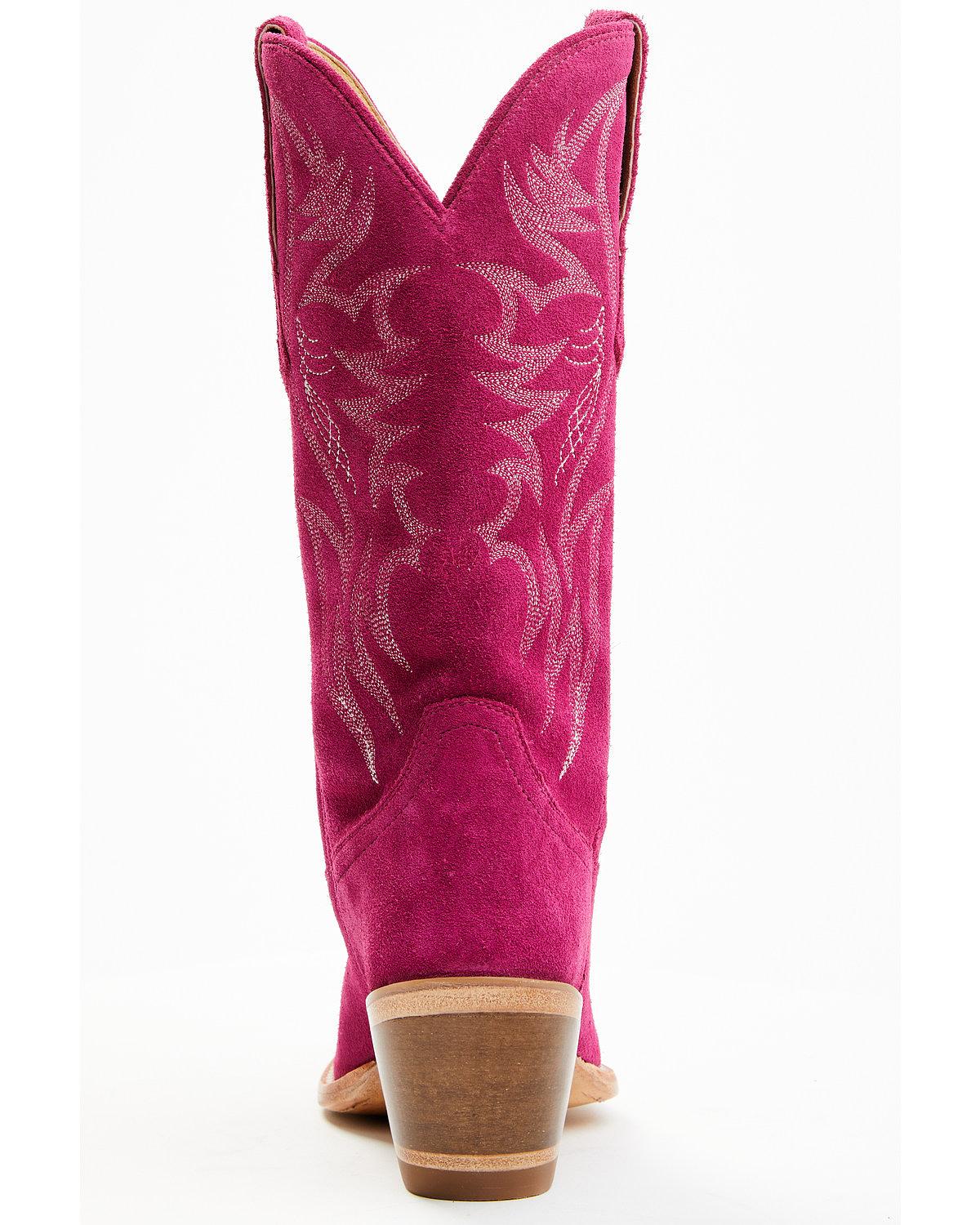 Charmed Life Berry Suede Western Boots Round Toe