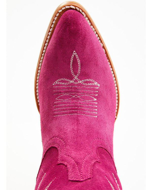 Charmed Life Berry Suede Western Boots - Round Toe