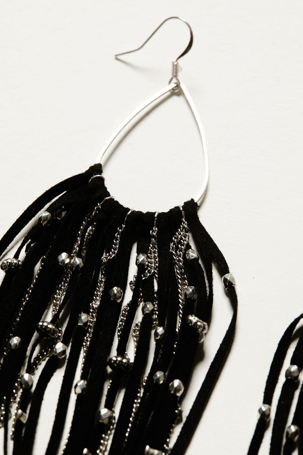 Harrow Black Fringe Earrings - Black