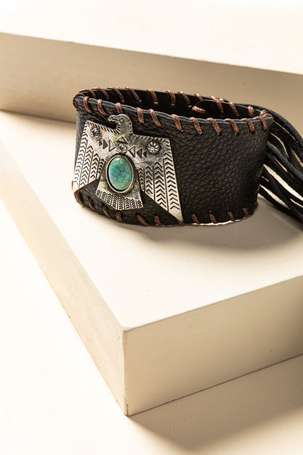 Thunderbird Leather Cuff Bracelet