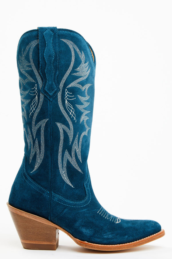 Charmed Life Teal Suede Western Boots - Round Toe - Teal
