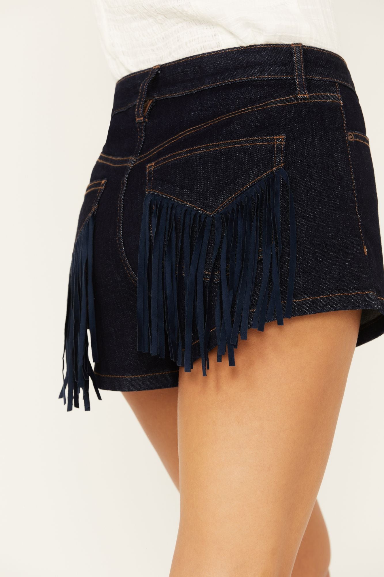 Pants fringe high rise denim Boyshort buying faded black