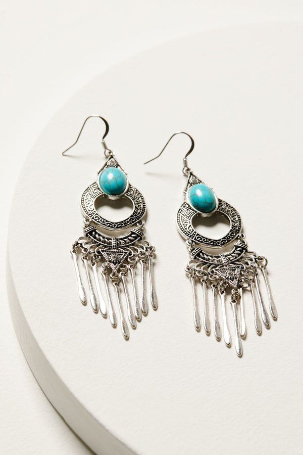 Silver & Turquoise Finley Dangle Earrings - Silver