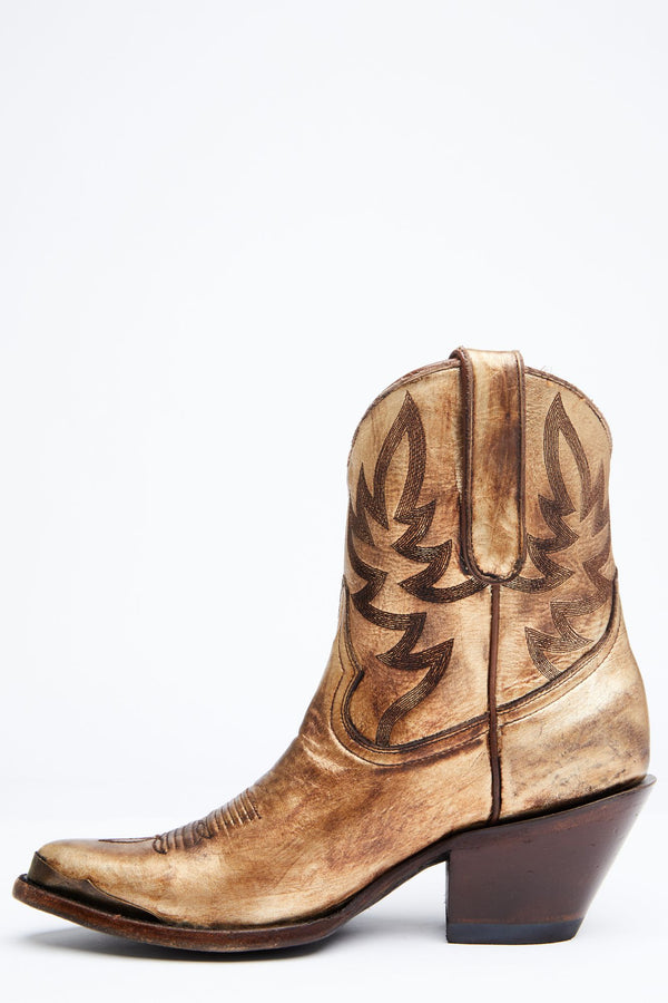 Wheels Gold Western Booties - Round Toe - Gold