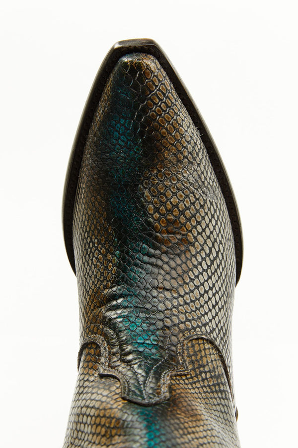 Strut Snake Print Leather Western Boots - Snip Toe - Multi