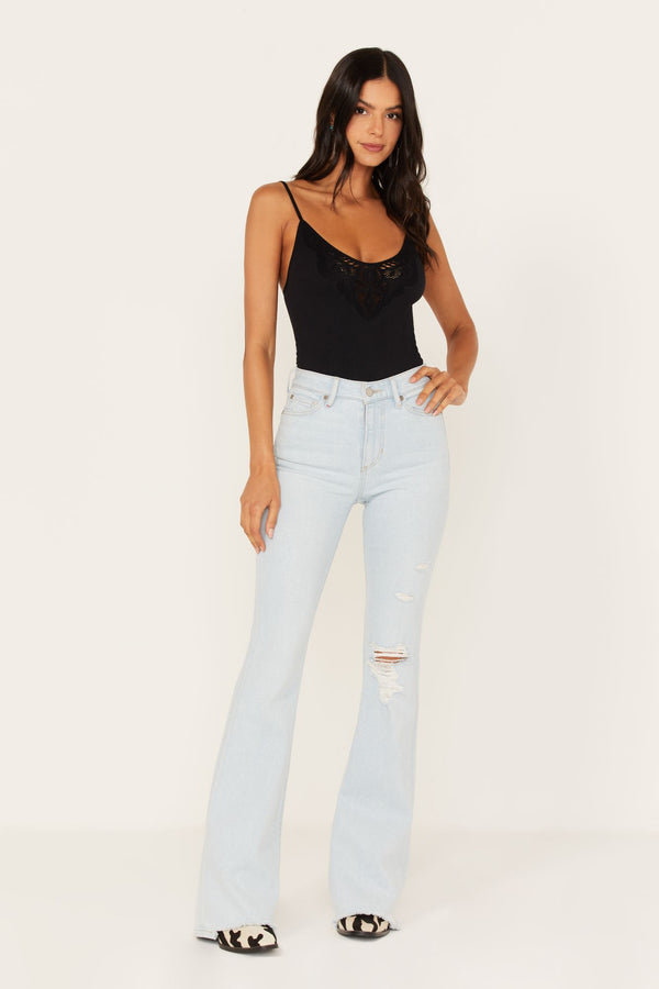 The Blakely High Waist Flares In Light Wash • Impressions Online