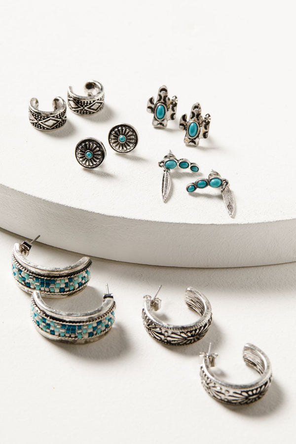 Pembroke Earrings Set - 6-Piece - Silver