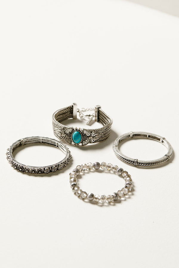 Kenton 4-Piece Bracelet Set - Silver