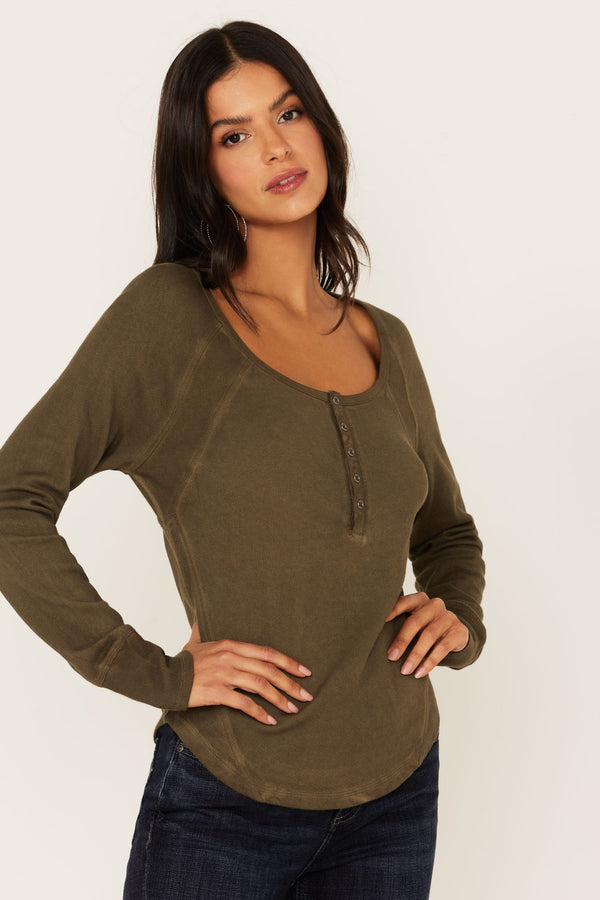 French Terry Henley Top - Olive