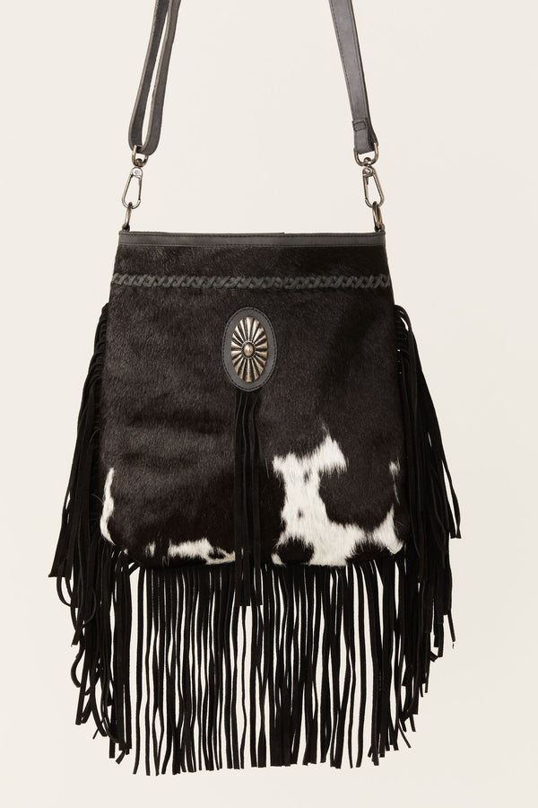 Cosmic Cowgirl Fringe Handbag - Cream/black