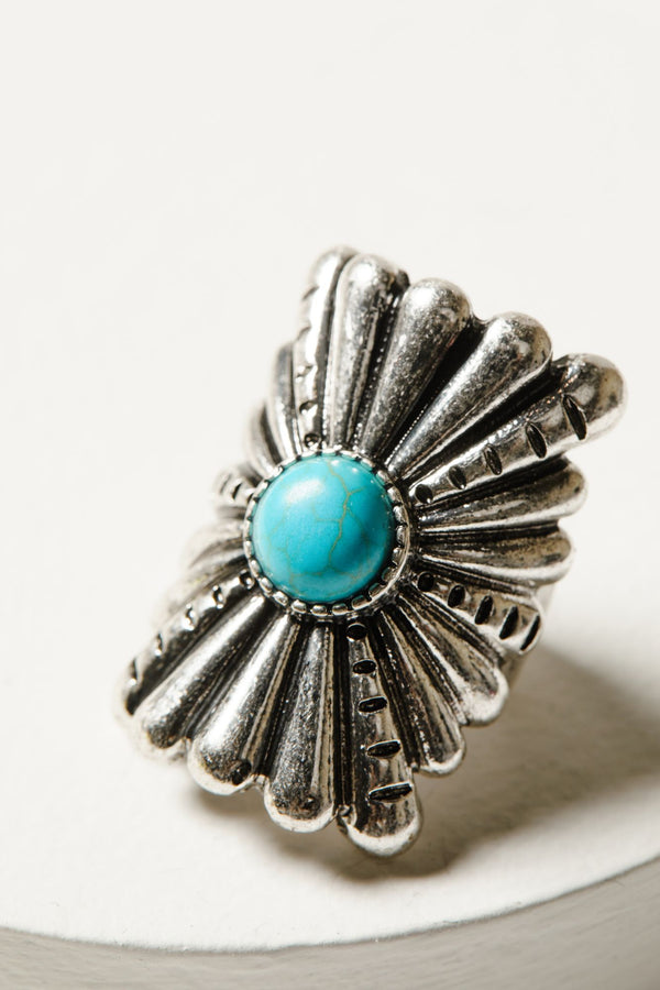 Blythe Silver & Turquoise Statement Ring - Silver