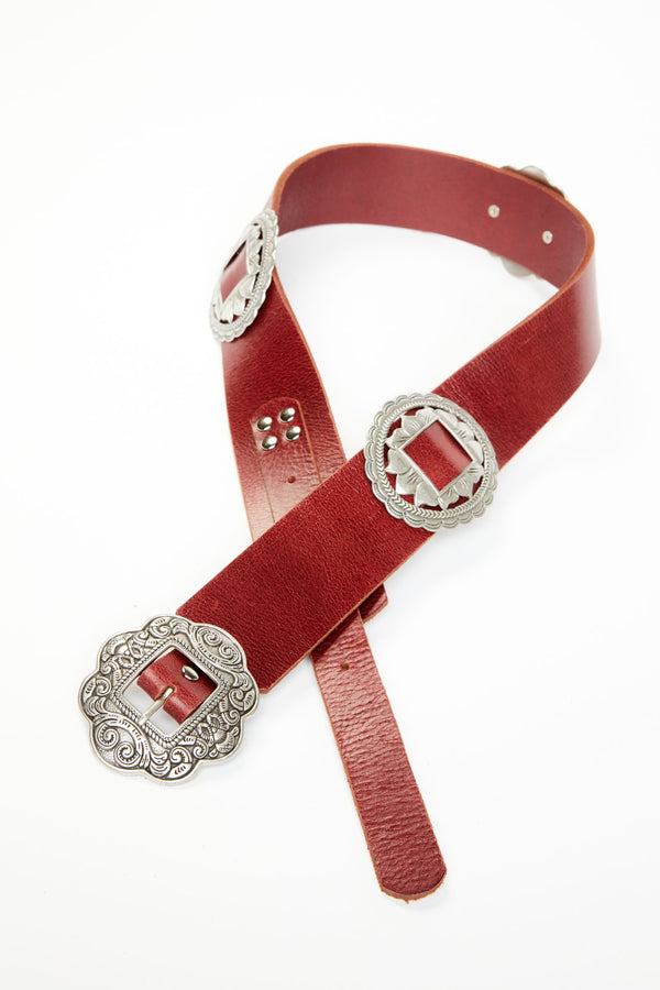 Red Wheels Concho Belt - Red