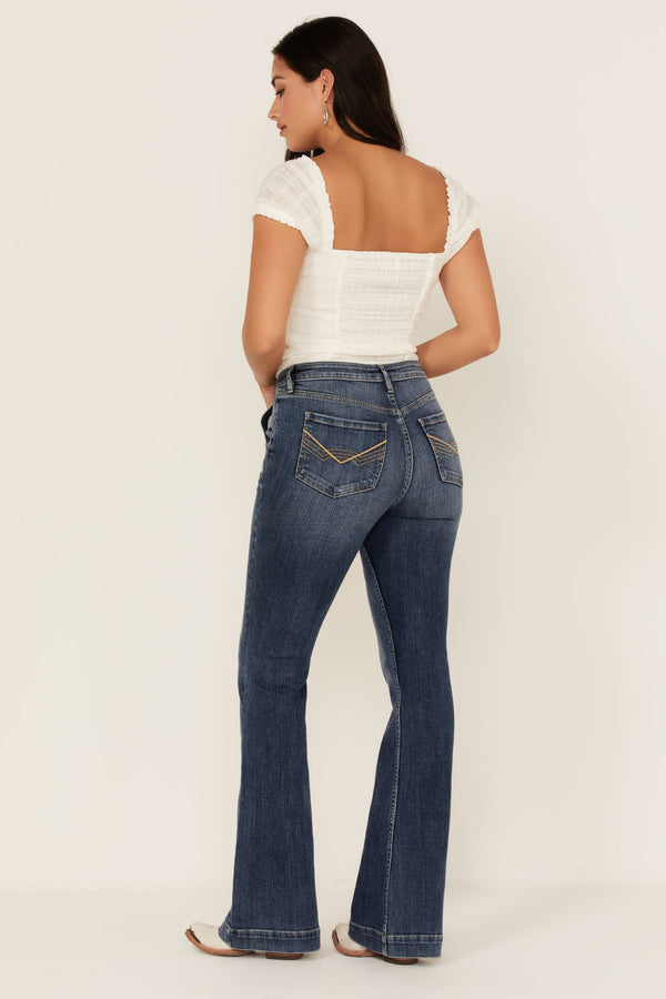 Front Seam Detail Flared Jeans