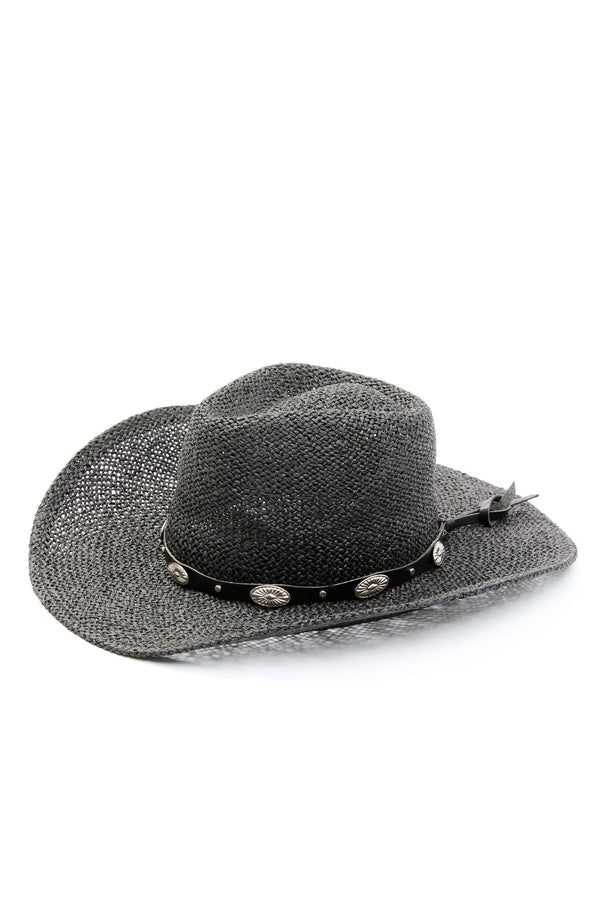 Ride With Me Paper Straw Western Hat - Black