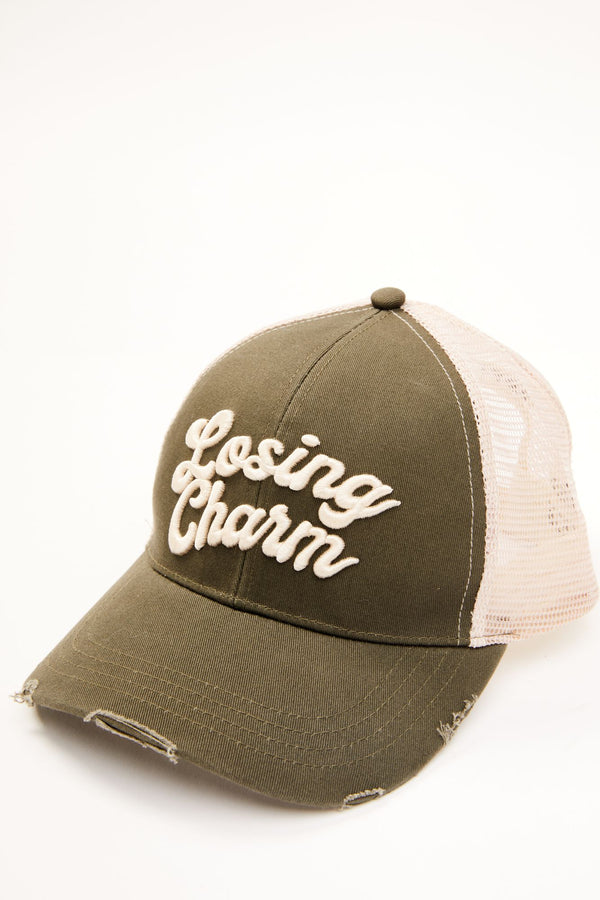 Losing Charm Mesh-Back Baseball Hat - Olive