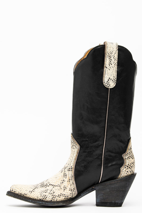 Lonestar Western Boots - Round Toe - Black/white