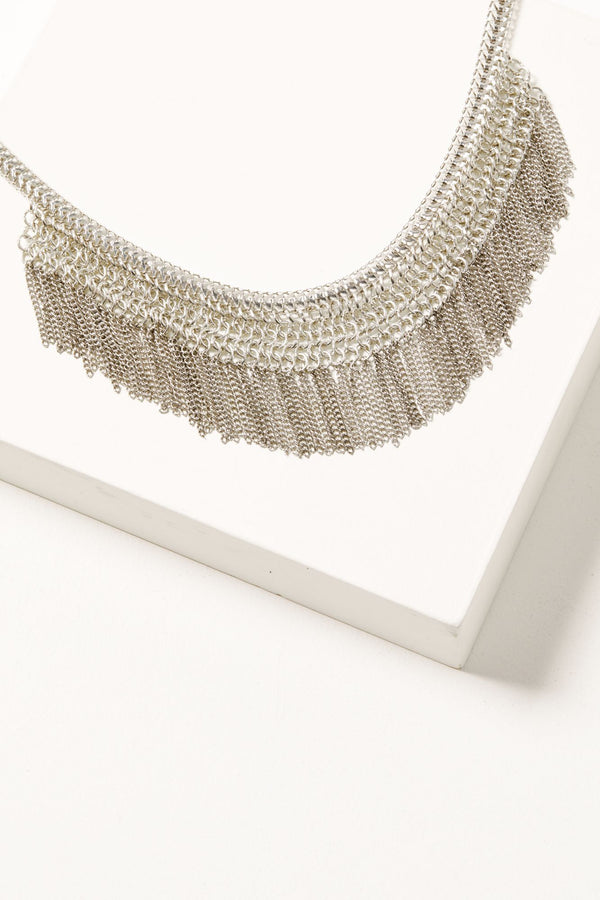 Silver Ladybird Chain Fringe Necklace