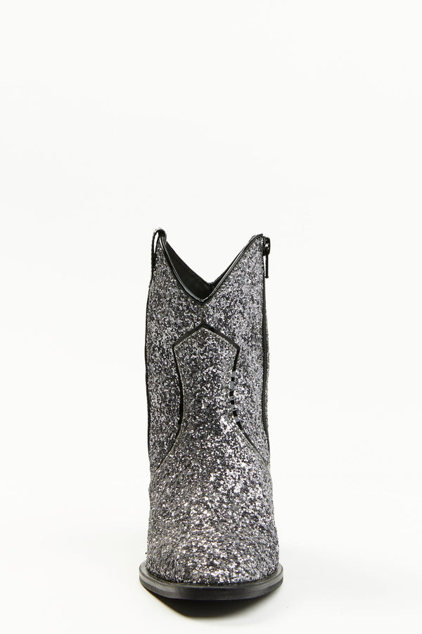 Stop and Stare Western Booties - Round Toe - Silver