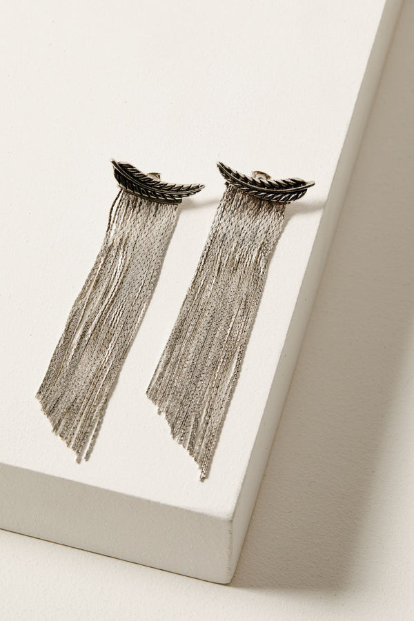 Marion Metal Fringe Earrings - Silver