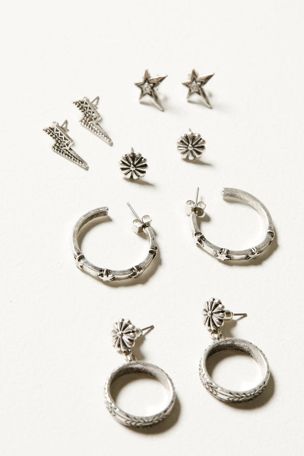 Hurst 5-piece Earrings Set - Silver