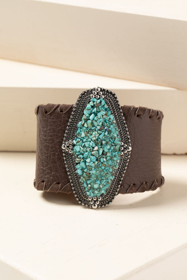 Double Gemstone Wire-Wrapped Cuff Bracelet | lorraine frances