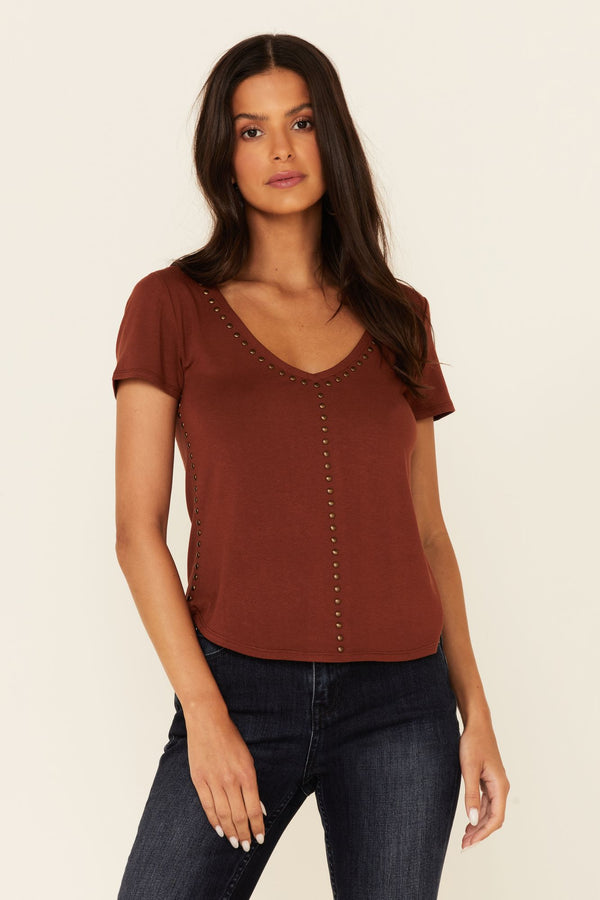 Honky Tonk Studded Top - Rust Copper