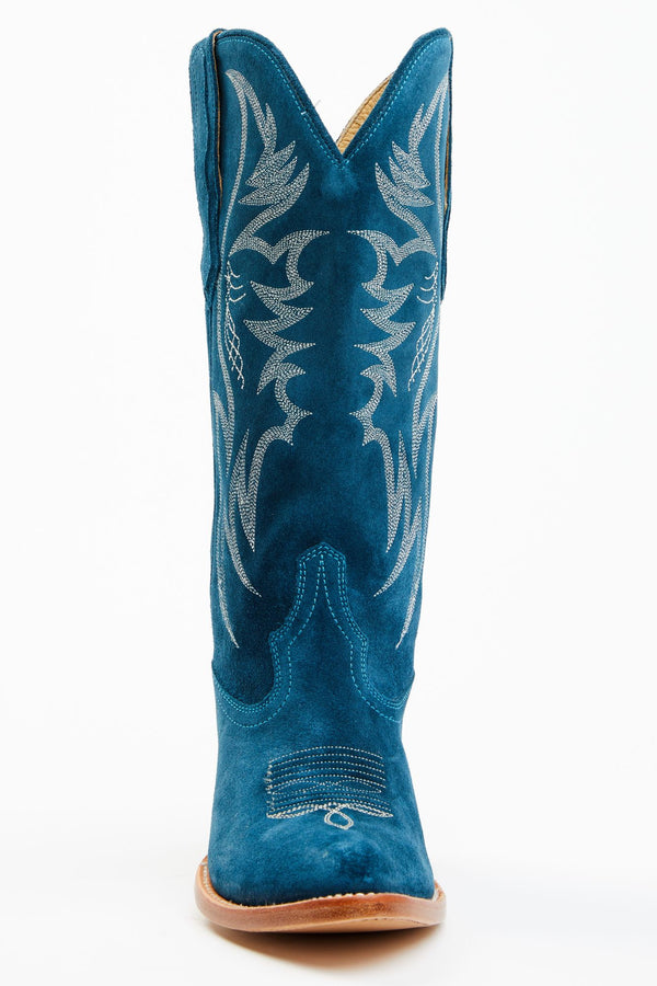 Charmed Life Teal Suede Western Boots - Round Toe - Teal