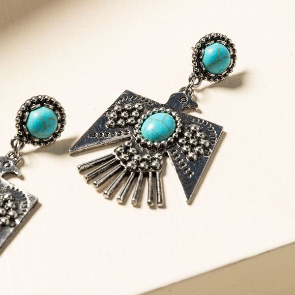 Turquoise Beaded Thunderbird Earrings