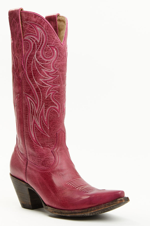 Coming Up Roses Leather Western Boots - Snip Toe