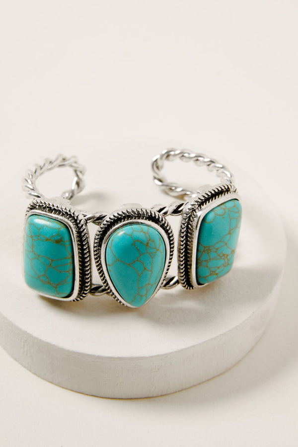 The Perfect Trio Turquoise Cuff Bracelet - Silver