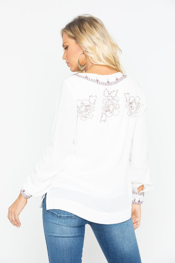 Homegrown Lace Up Tunic Top - Ivory