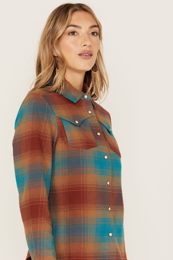 Ombre Plaid Print Long Sleeve Snap Western Top – Idyllwind Fueled