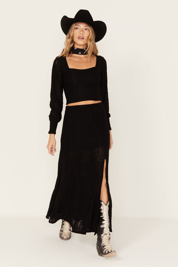 Erin Lace Maxi Skirt - Black