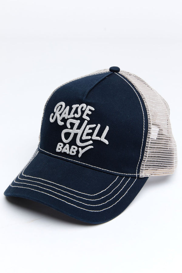 Raise Hell Mesh-Back Baseball Hat - Blue