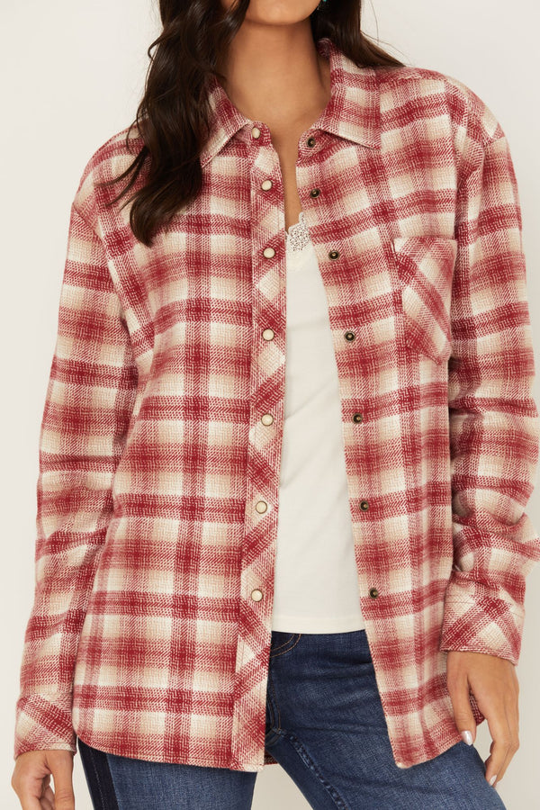 Plaid Print Roby Flannel Top - Brandy Brown
