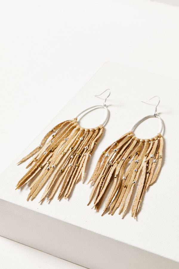 Morena Beaded Fringe Earrings - Gold