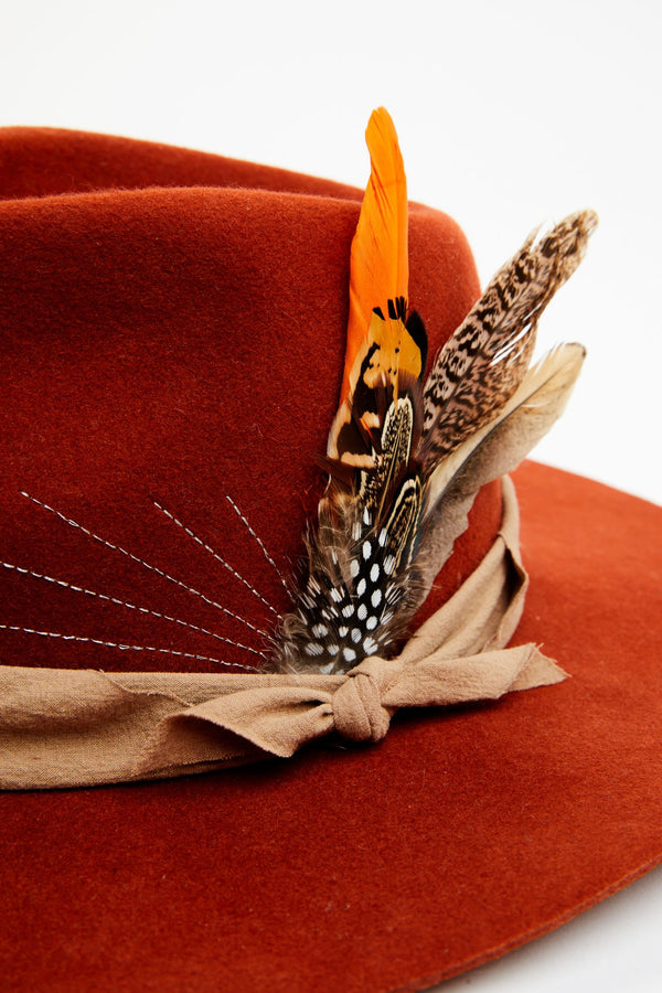 Maybelle Wool Felt Western Hat - Rust Copper