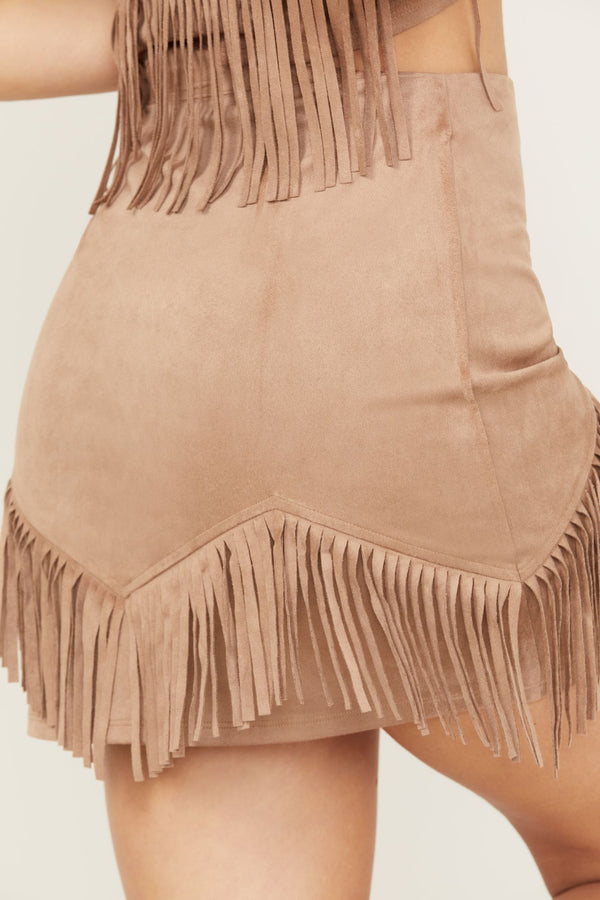 Saddle Fringe Skirt - Tan