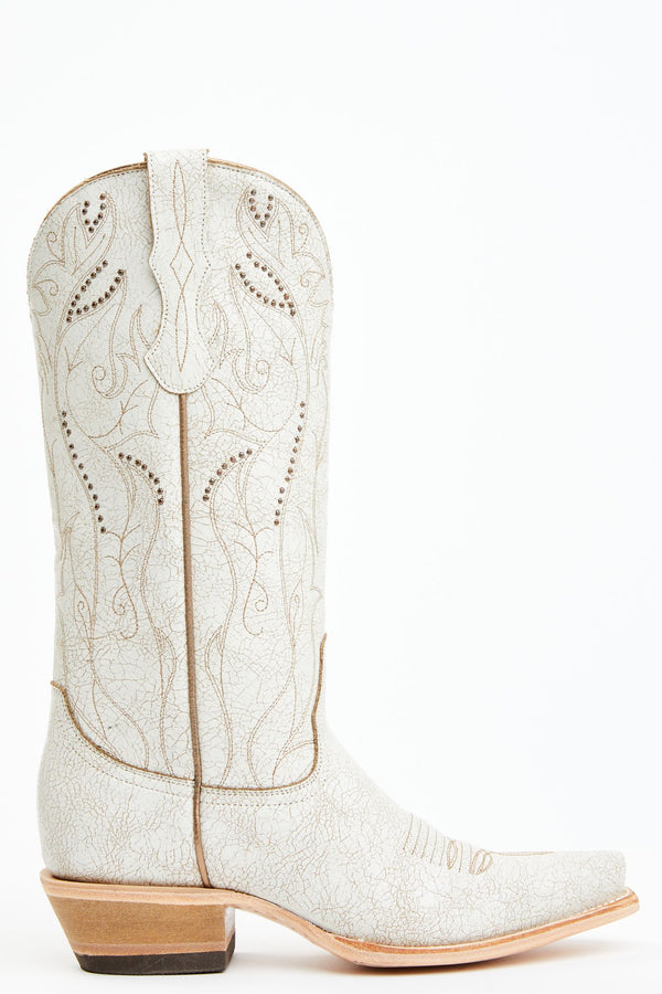 Sweet Tea Crackle Tall Western Boots - Snip Toe - White