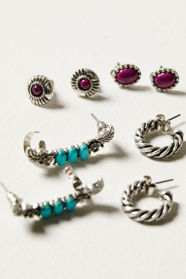 Celina 6-Piece Earrings Set - Silver