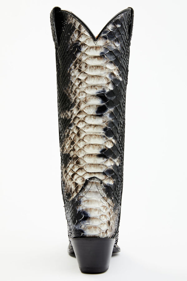 Stunner Exotic Python Western Boots - Snip Toe - Black/white