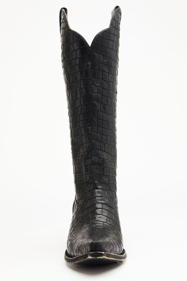 Strut Black Western Boots - Snip Toe - Black