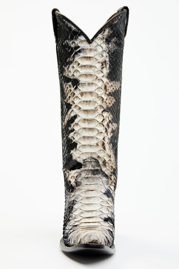 Stunner Exotic Python Western Boots - Snip Toe - Black/white