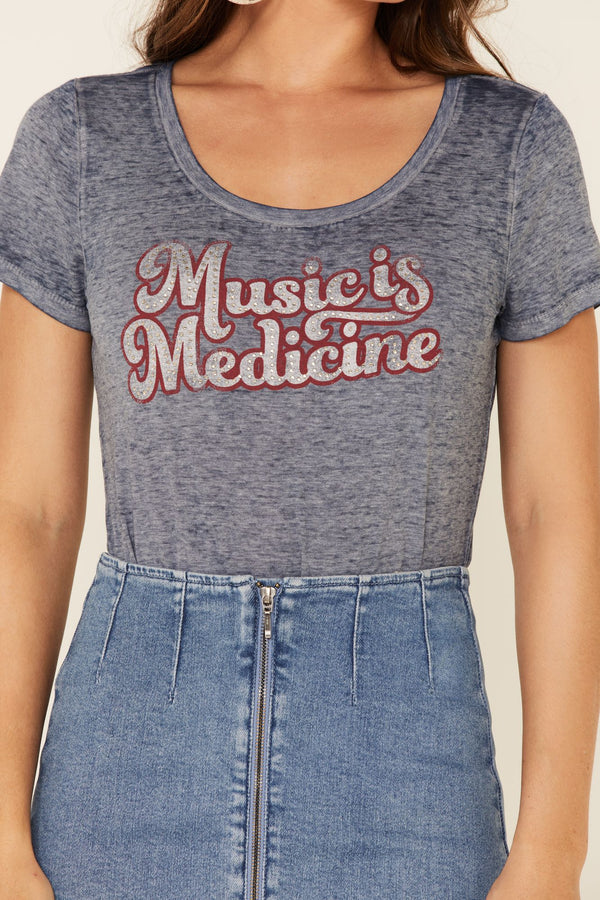 Music Is Medicine Graphic Trustie Tee - Grey