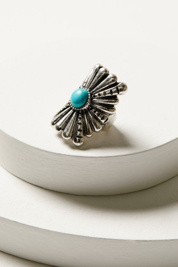 Blythe Silver & Turquoise Statement Ring - Silver