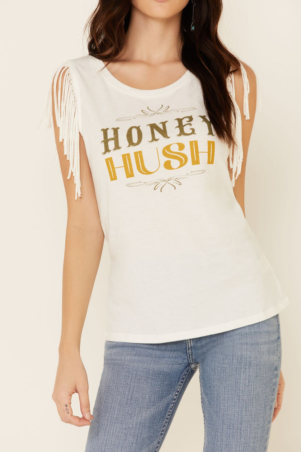 Honey Hush Muscle Tank Top - White