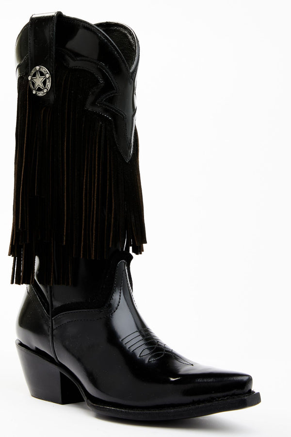 Trooper Fringe Western Boots - Snip Toe - Black