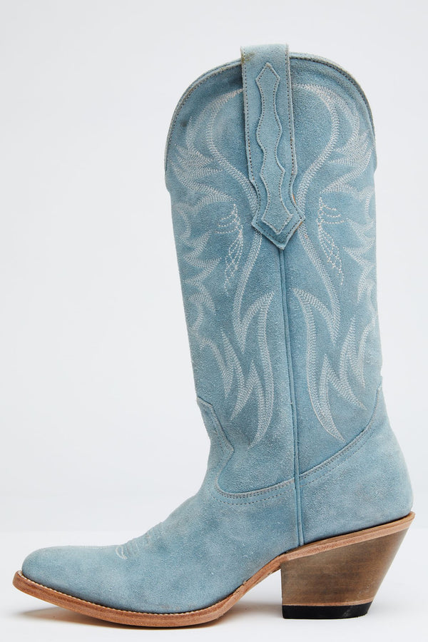 Charmed Life Blue Suede Western Boots - Round Toe - Blue