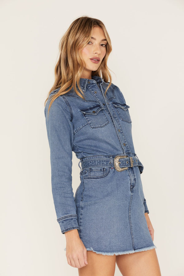 Buy online Get A Long Denim Dress From from western wear for Women by Waow  Prix for ₹899 at 47% off | 2024 Limeroad.com
