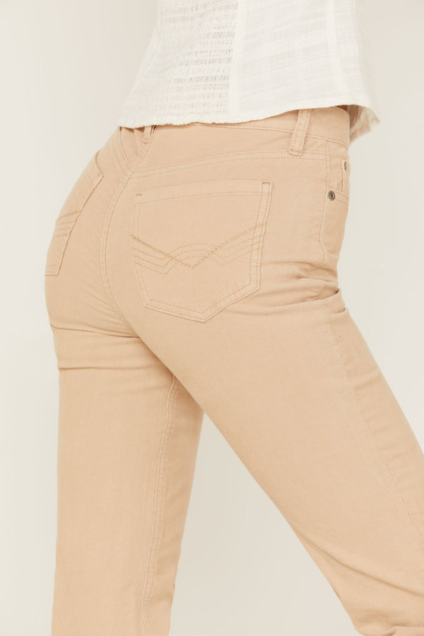 High Risin' Irish Cream Signature Back Pockets Corduroy Flare Jeans - Sand